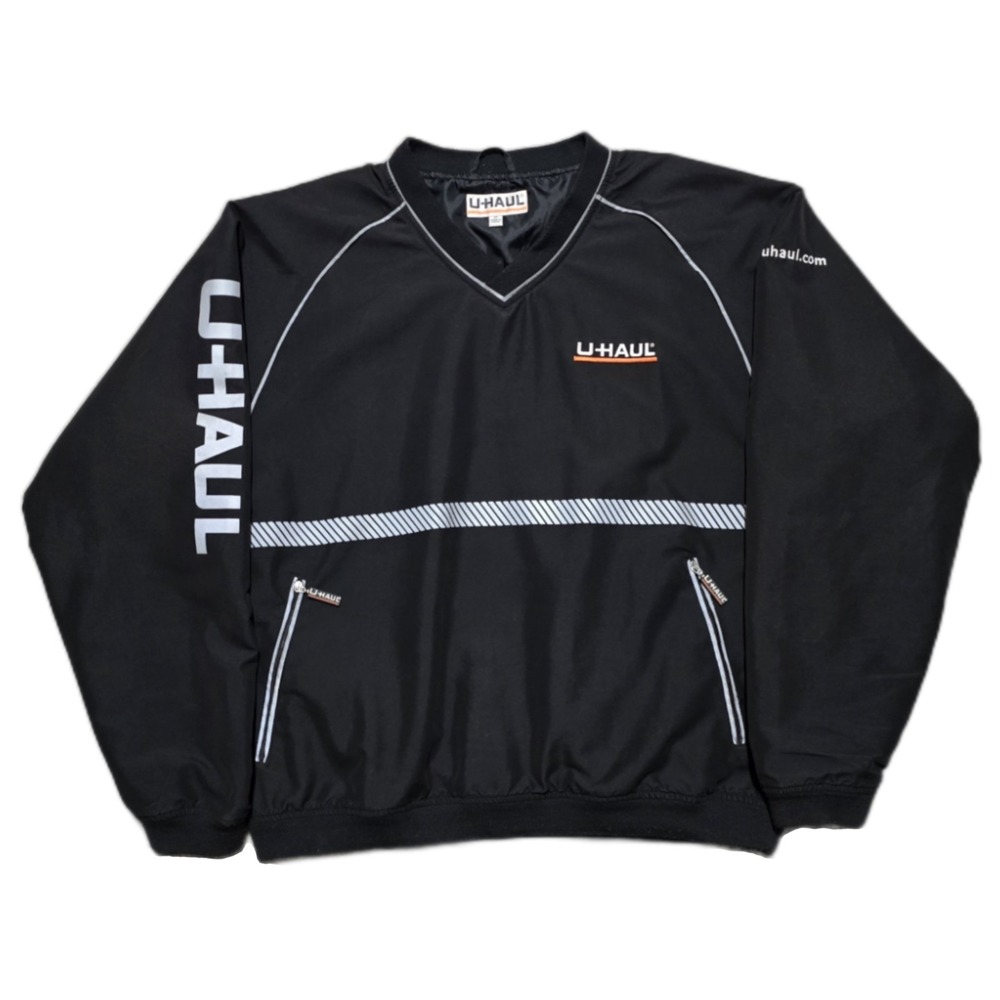 U-Haul Reflective Windbreaker Jacket‎ Mens M Black Long Sleeve Pullover